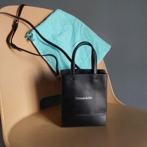 Tiffany & Co. Black Leather mini  Tote  crossbody Bag
